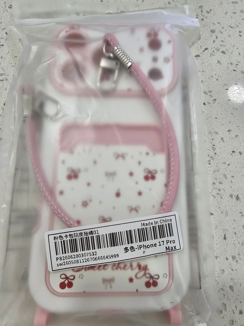 Pink White Sweet Cherry Phone Case For IPhone 17 Pro Max with Card Slot